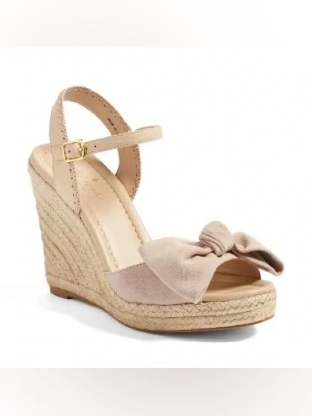 Kate Spade Women’s Beige Suede Knotted Bow Espadrille Wedge Sandals Size 7.5 M - Picture 2 of 16